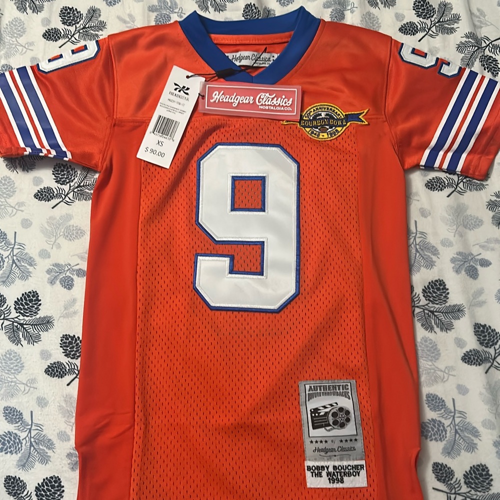 “Waterboy”Nostalgia Orange Mesh Jersey with White #9 and Blue Trim